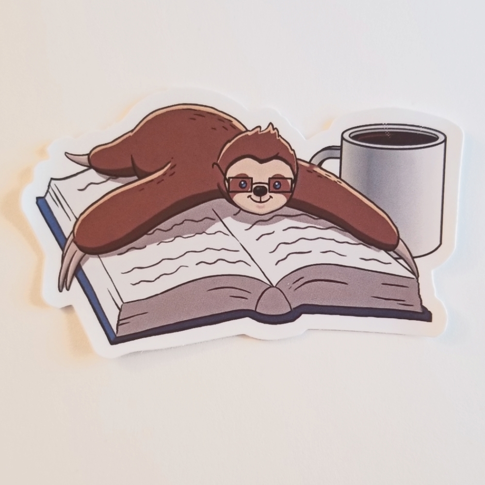 10/$10 Sloth & Book Sticker